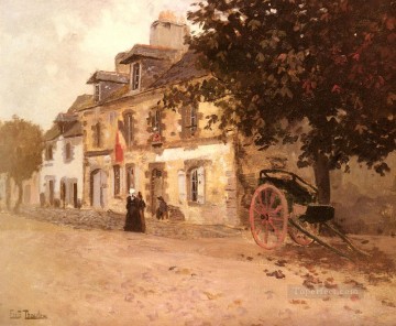 Frits Thaulow Painting - A Village Street In France Norwegian Frits Thaulow